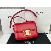 CELINE Teen Triomphe Bag in shiny calfskin RED/GOLD 2022