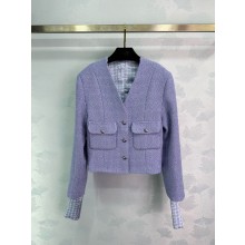 Chanel Iridescent Wool Tweed Lilac Jacket P77702 2024