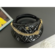 CHANEL Shiny Crumpled Calfskin & Gold-Tone Metal BLACK Pouch AP4058 2024