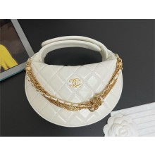 CHANEL Shiny Crumpled Calfskin & Gold-Tone Metal WHITE Pouch AP4058 2024