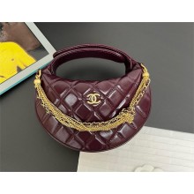 CHANEL Shiny Crumpled Calfskin & Gold-Tone Metal Dark Burgundy Pouch AP4058 2024