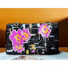 CHANEL Embroidered Satin, Sequins & Gold-Tone Metal Black & Multicolor Classic 11.12 Handbag 2024