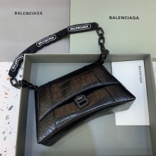 balenciaga black crocodile pattern downtown small shoulder bag with chain 