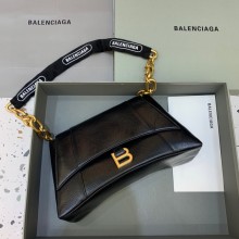 balenciaga black calfskin downtown small shoulder bag with chain 