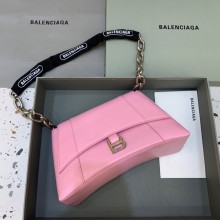 balenciaga pink calfskin downtown small shoulder bag with chain 