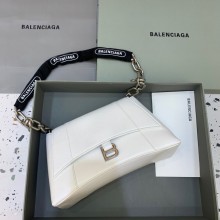balenciaga white calfskin downtown small shoulder bag with chain 