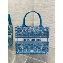 Dior small Book Tote bag in Celestial Blue and White D-Butterfly Paisley Embroidery 2025