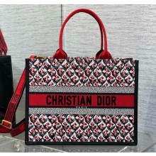 Dior Dioramour Medium Dior Book Tote white,black and red silk twill 2025