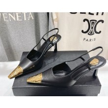 Saint Laurent Jeanne leather slingback pumps black heel 6.5cm 2025