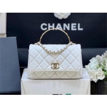 Chanel mini coco crush handle bag IN GRAINED LEATHER AS5554 WHITE 2025(ORIGINAL QUALITY)