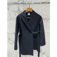 hermes cashmere long coat BLACK 2023