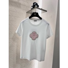 Chanel white cotton T-shirt with flowers printing 2024