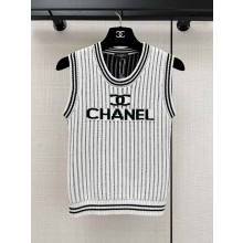 CHANEL white striped vest 2024 SPRING