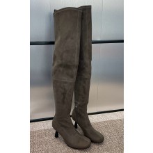 Hermes Heel 7.5cm knee high boots in stretch suede goatskin dark brown 1031-2024