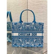 Dior medium Book Tote bag in Celestial Blue and White D-Butterfly Paisley Embroidery 2025