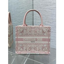 Dior small Book Tote bag in pink and White D-Butterfly Paisley Embroidery 2025