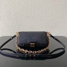 LOUIS VUITTON favorite BLACK monogram empreinte leather SHOULDER BAG M45813