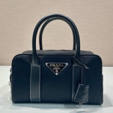 Prada Re-Nylon and leather medium top-handle 1BG846 black 2024