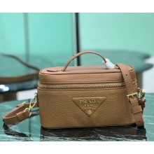 Prada Leather Beauty Case Black 1BH202 Caramel 2024
