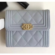 Chanel Caviar Short Wallet Light Grey 