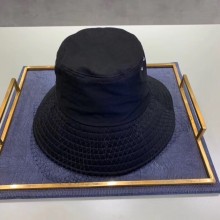 Dior Black Cotton Blend Teddy-D Large Brim Bucket Hat with Veil 2024