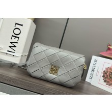 Loewe Puffer Goya mini pleated leather shoulder bag in grey 062465 2024