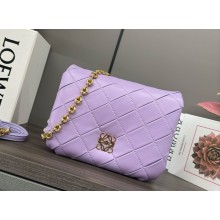 Loewe Puffer Goya mini pleated leather shoulder bag in purple 062466 2024