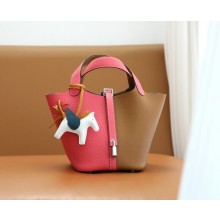 Hermes Picotin Lock Bag in original togo leather rosez azalee/sesame with silver hardware(handmade)