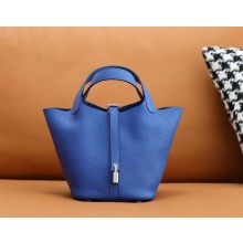 Hermes Picotin Lock Bag in original togo leather bleu electrique with silver hardware(handmade)