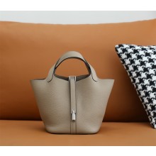 Hermes Picotin Lock Bag in original togo leather gris tourterelle with silver hardware(handmade)