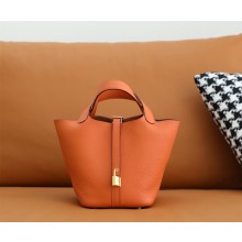 Hermes Picotin Lock Bag in original togo leather orange with gold hardware(handmade)