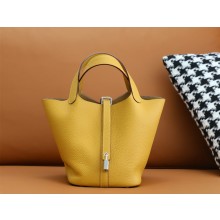 Hermes Picotin Lock Bag in original togo leather jaune ambre with silver hardware(handmade)