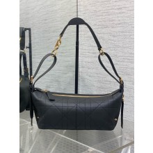 Dior Black Flat Macrocannage Small D-Journey Bag in Vintage Smooth Calfskin 2025