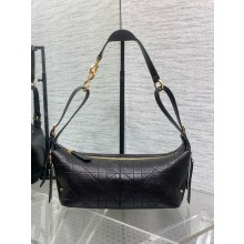 Dior Black Flat Macrocannage Small D-Journey Bag in Crinkled Calfskin 2025