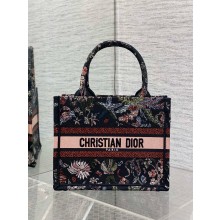 Dior small Book Tote bag in black Embroidery with Multicolor Dior Cabinet de Curiosités Motif 2025