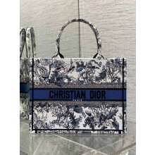 Dior medium Book Tote bag in Latte Embroidery with blue Multicolor Dior Chardons Motif 2025