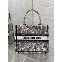 Dior small Book Tote bag in Latte Embroidery with Multicolor Millefiori Unicorn Motif 2025