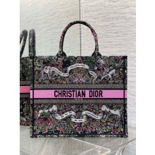 Dior large Book Tote bag in Black Embroidery with Multicolor Dior Around the World Motif 2025