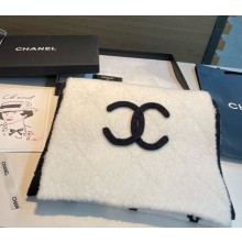 Chanel cashmere knit scarves with cc logo white 30*180cm 1214-2024