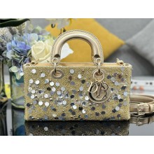 DIOR GOLD BEADS AND SEQUINS MEDIUM Lady D-Joy Bag 2024