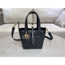 Dior Small Toujours Vertical Tote Bag in black Macrocannage Calfskin 2025