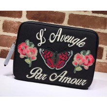 Gucci Techno Canvas Tablet Case With Embroidery Butterfly 473883 2018