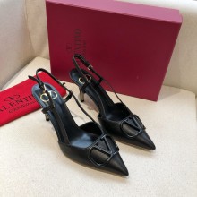 Valentino Heel 7cm VLOGO Calfskin Slingback Pumps black 2020