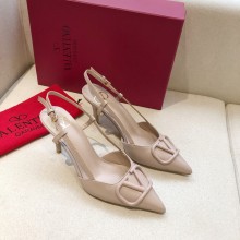 Valentino Heel 7cm VLOGO Calfskin Slingback Pumps NUDE 2020