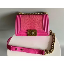 Chanel Chain Boy Flap small Bag In Python fuchsia 2024