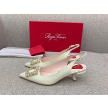 Roger Vivier Virgule Strass Buckle Slingback Pumps in PATENT WHITE 2023