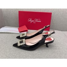 Roger Vivier Virgule Strass Buckle Slingback Pumps in PATENT BLACK 2023