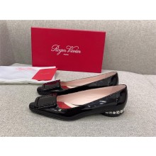Roger Vivier Strass Heel Covered Buckle Ballerinas in Patent Leather BLACK 2023