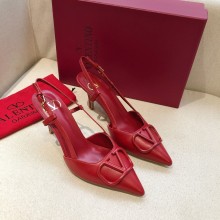 Valentino Heel 7cm VLOGO Calfskin Slingback Pumps RED 2020