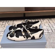 PRADA Printed leather ballerinas 1F794N white/black 2025